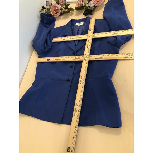 Le Suit Women Jacket Plus Size 18 Blue Lapel Notch Collar Long Sleeve Preppy - Picture 12 of 12
